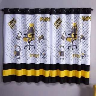 Cortina Game Streamer Preto/Amarelo 2,00m x 1,50m - Para Varão Simples