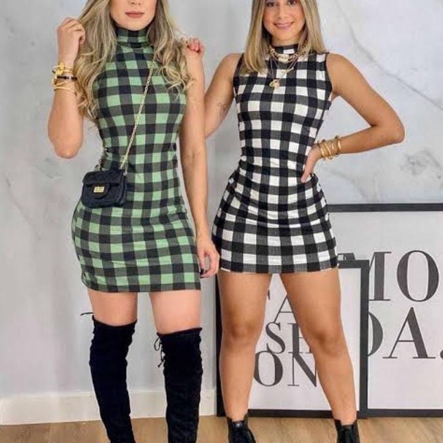 Vestido xadrez para hot sale usar com bota