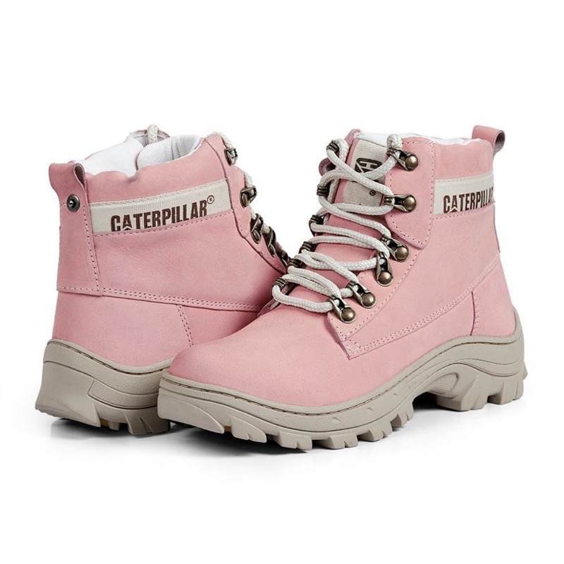 Bota Cat Couro Legitimo + Chinelo+palmilhagel Feminino Rf300