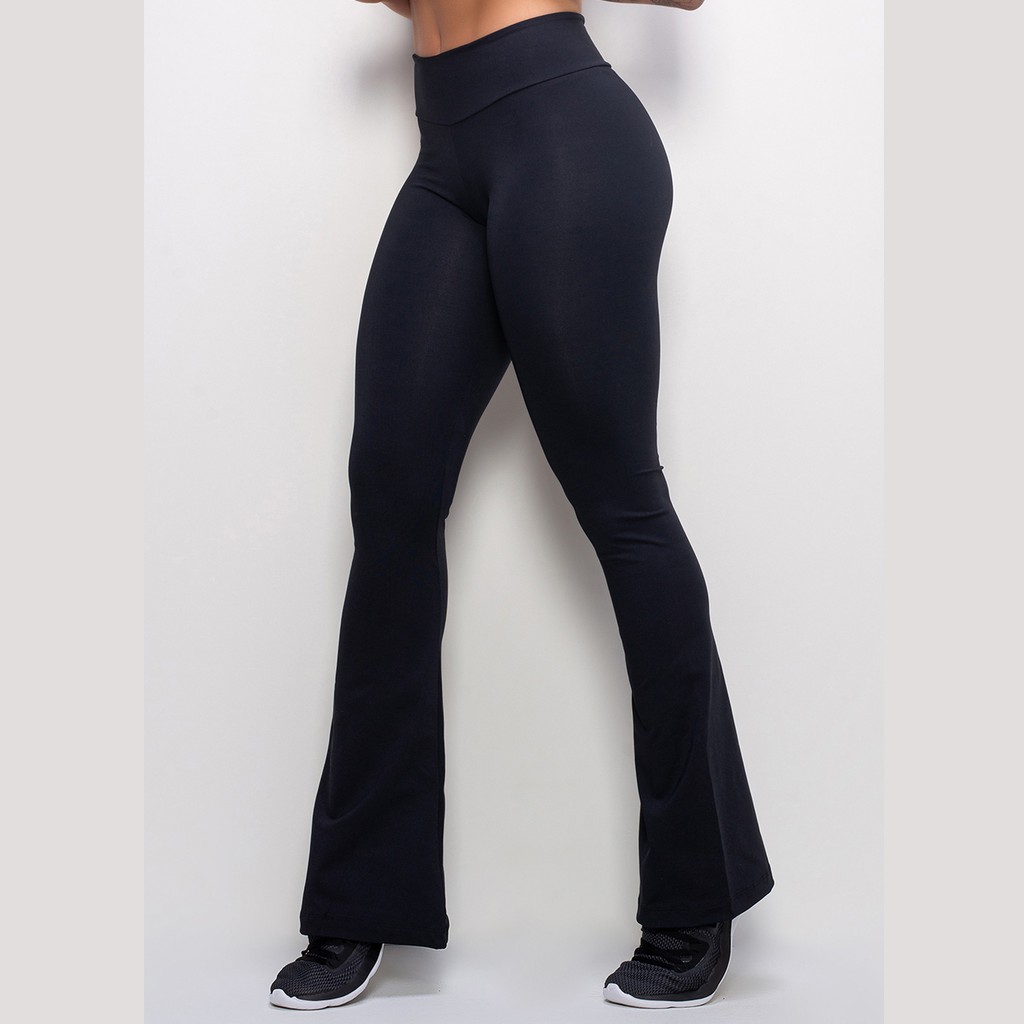 Calça Flare Boca de Sino Bailarina Legging Lisa Suplex Leg Cintura