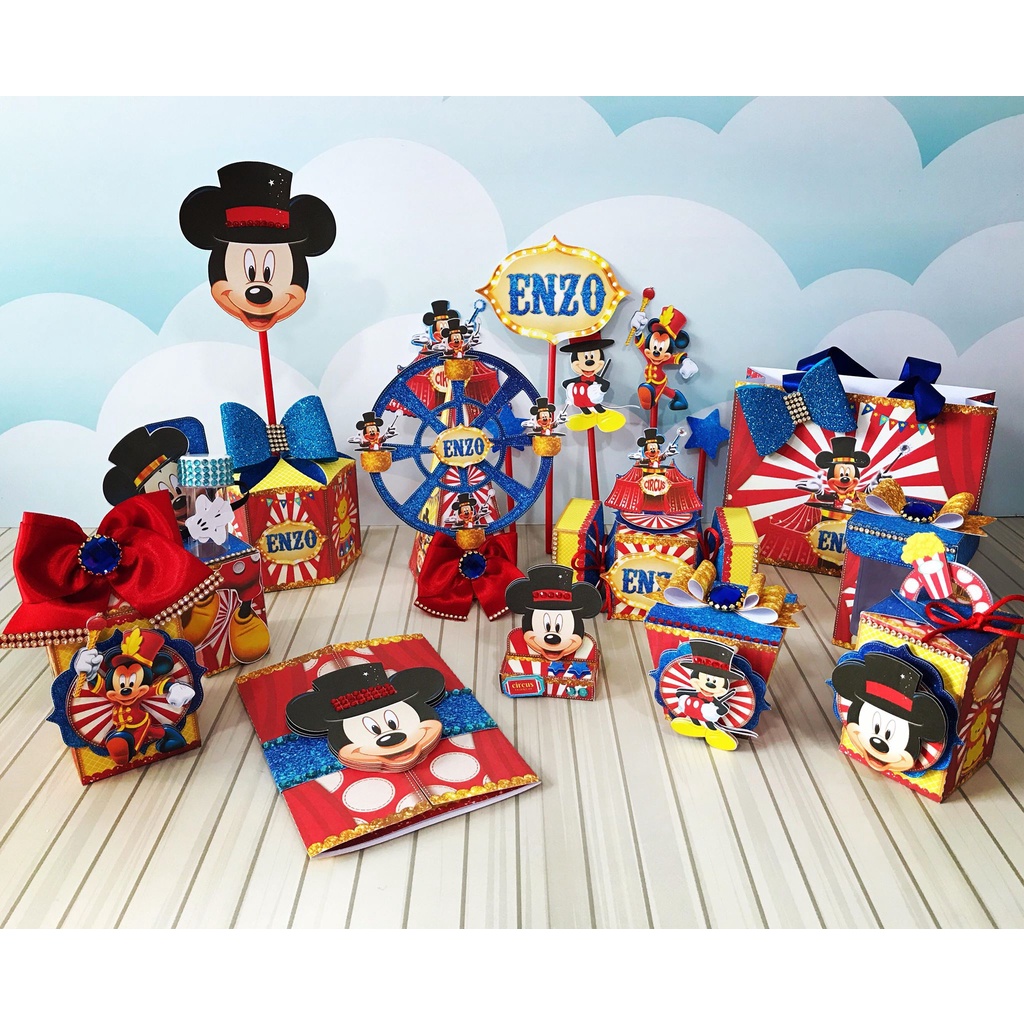 Kit festa Circo do Mickey Luxo lembrancinha de festa aniversário infantil decoração de mesa