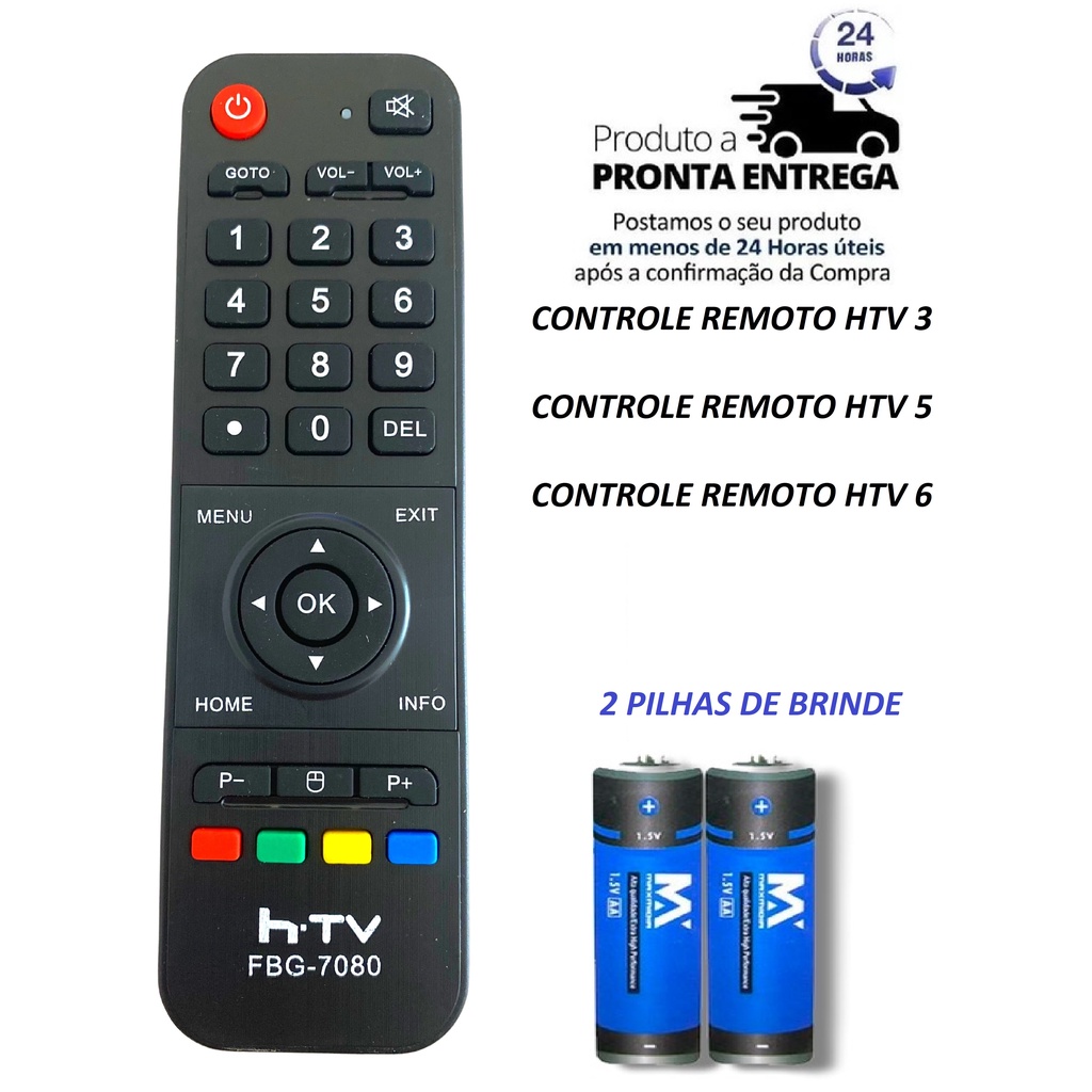 Controle remoto receptor HTV 3 HTV5 HTV6 HTV 7 PILHAS DE BRINDE ...