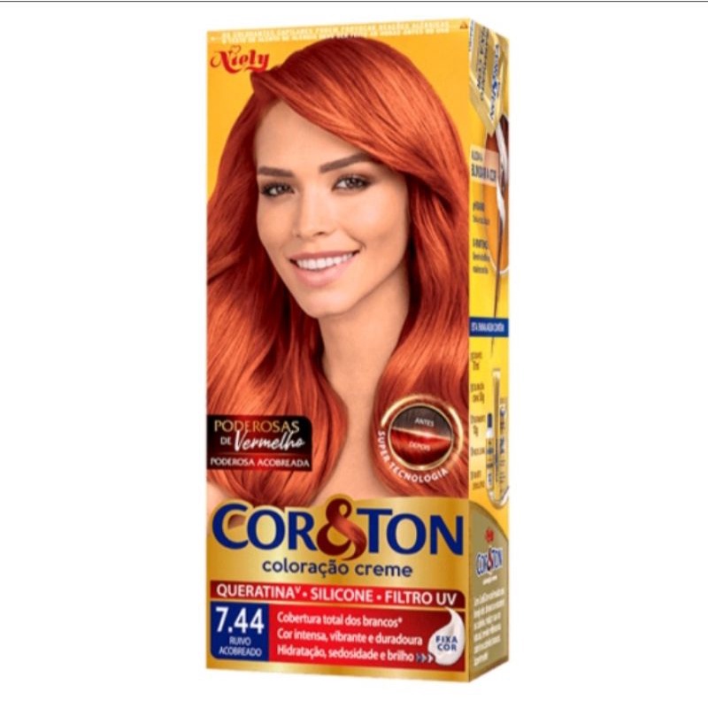 Tinta cor e tom 7.4 Ruivo acobreado | Shopee Brasil