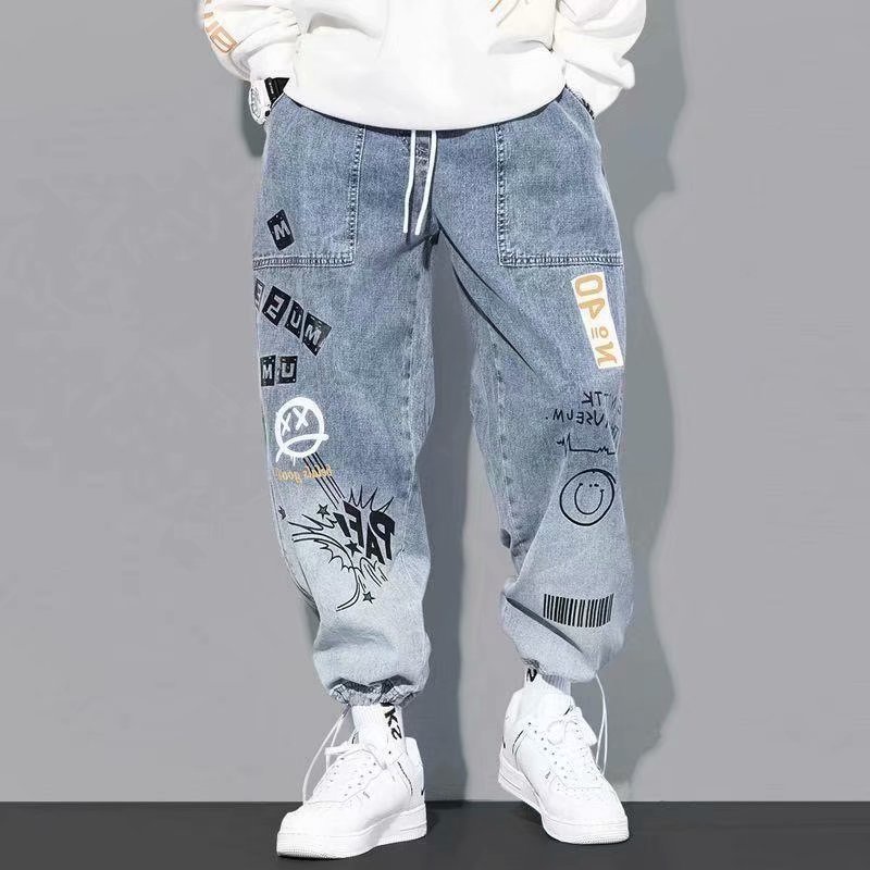 Iefb calças casuais dos homens de rua alta americano streetwear hip hop  drawring dobrado design calças cintura elástica 2023 9y5523 - AliExpress