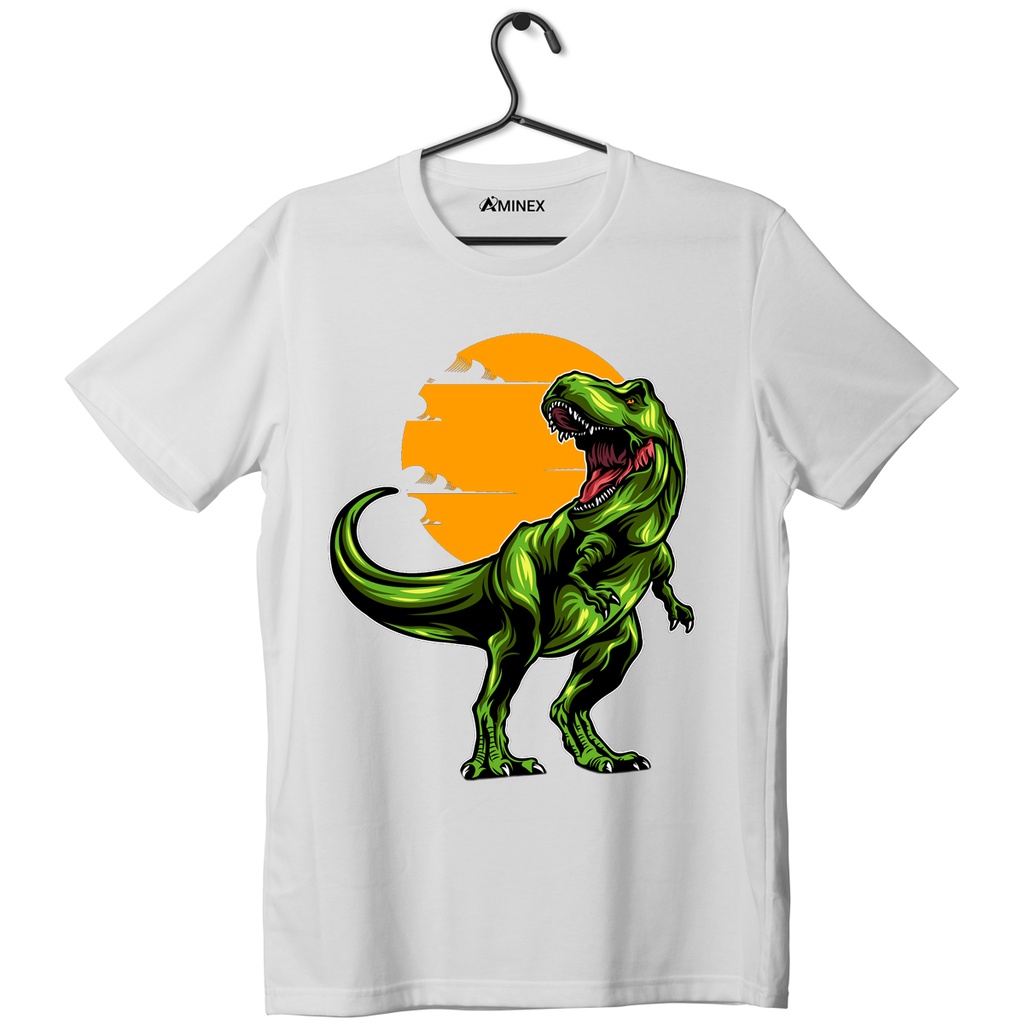 Camiseta dinossauro cromado 100% algodão, design de silhueta