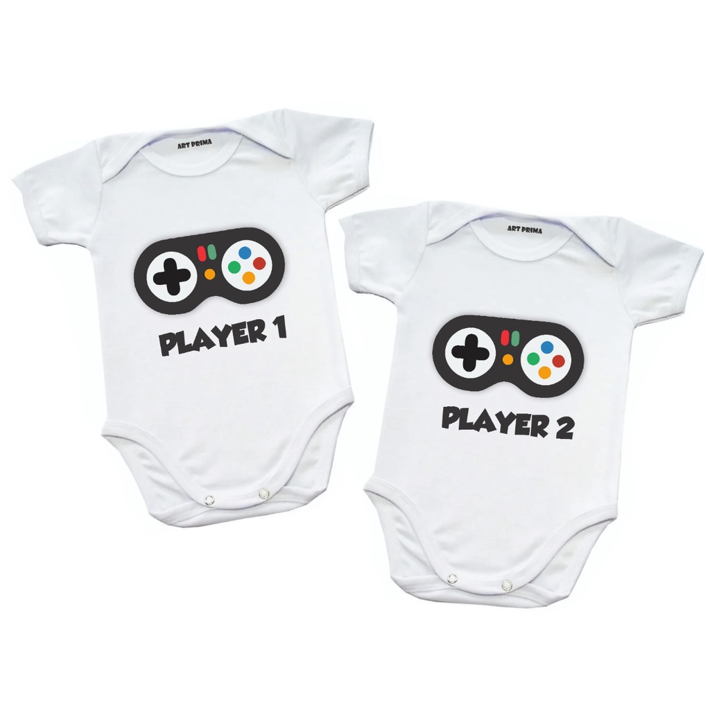 Kit Roupa De Bebe Body de Beb G meos Player 1 Player 2 Game