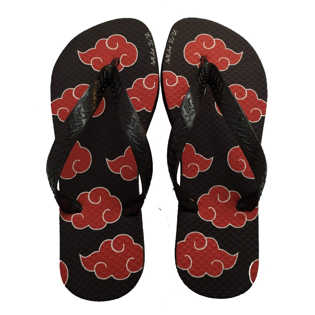 kit 2 Pares Chinelo Slide Sandália Anime Naruto Mangá Akatsuki Hatake Nuvens  Vermelhas - Escorrega o Preço