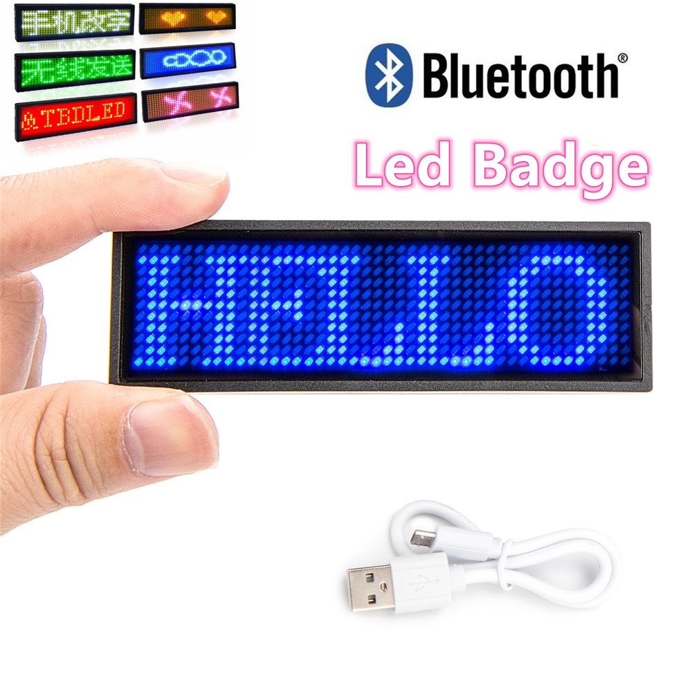 Crachá Digital Bluetooth Recarregável DIY Programável Mensagem De Esfoliação Mini LED Etiqueta 15 Tela De Exibição Do Módulo De