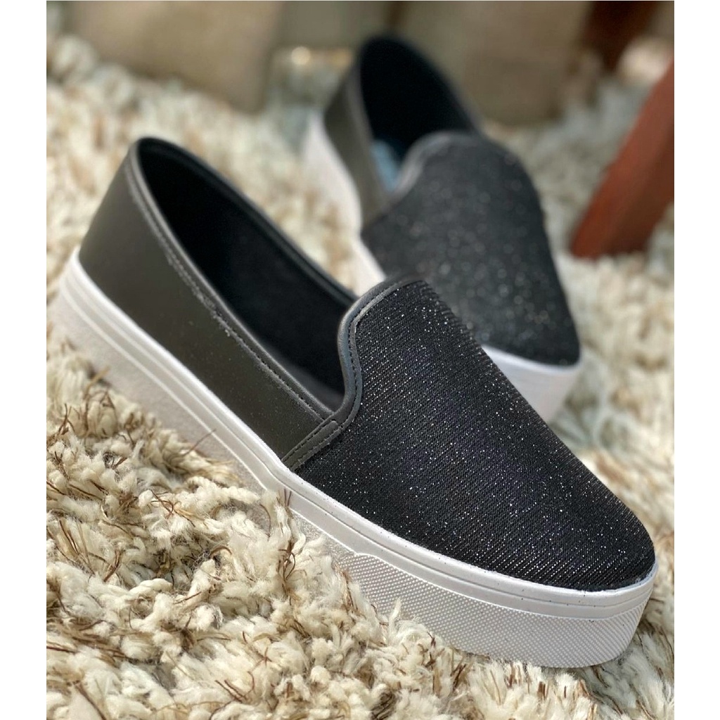 Tênis Slip On Feminino Iate Casual LANCAMENTO BRILHO Shopee Brasil