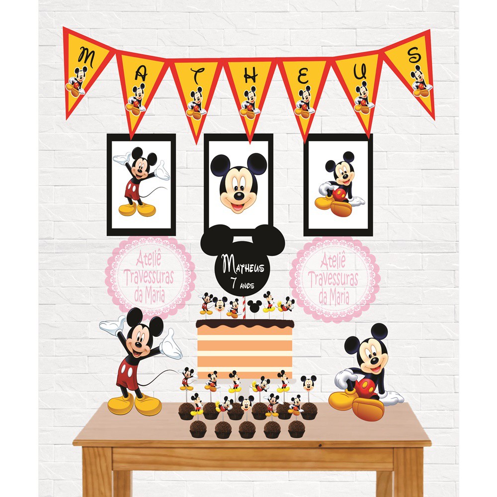 Kit Festa em Casa com Bandeirola Mickey - Só um bolinho - Fazemos todos ...