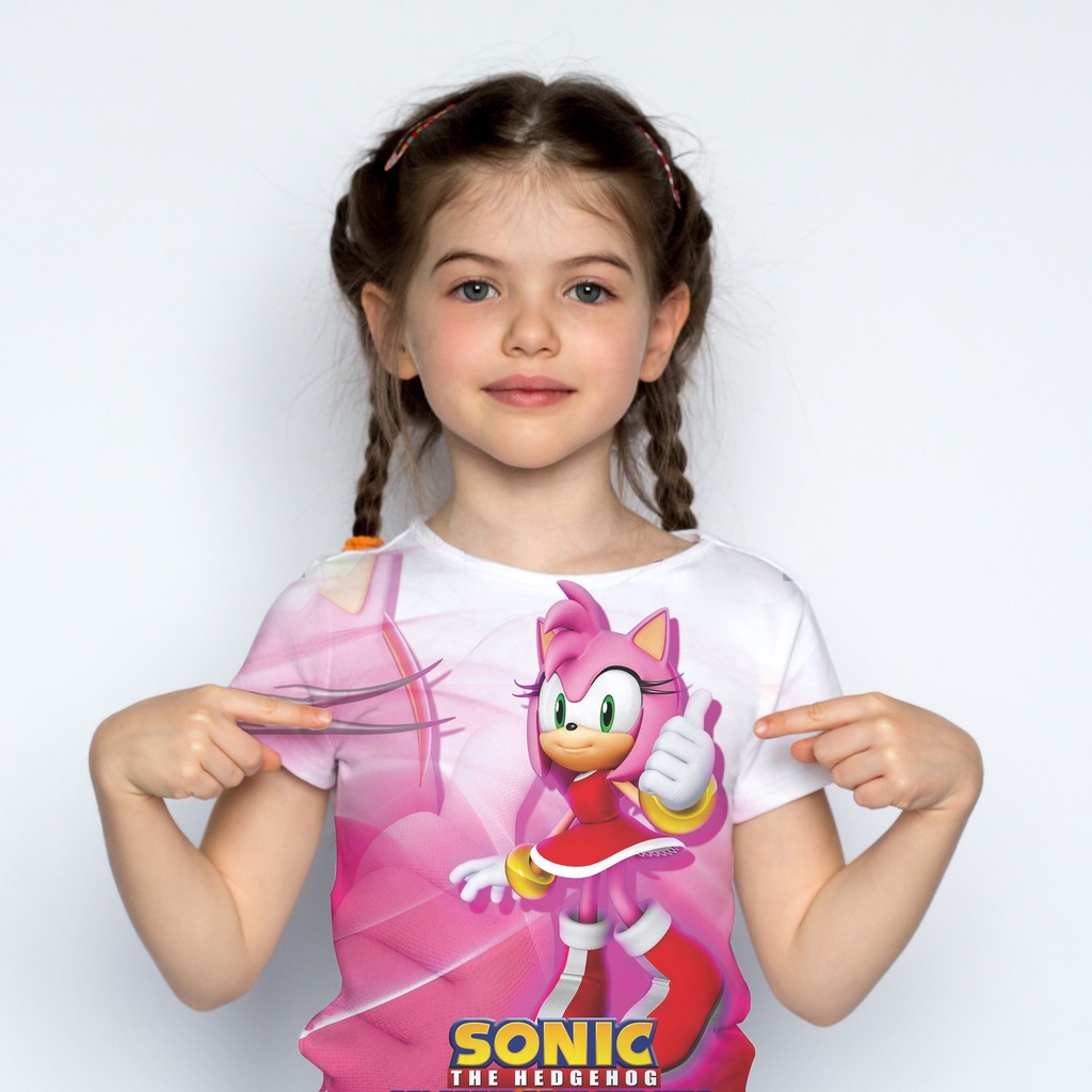 Fantasia Sonic Rosa Infantil Vestido Amy Rose Com Máscara P 2-4