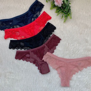 Kit 5 Calcinhas Tanga Renda Fio Dental Lingerie