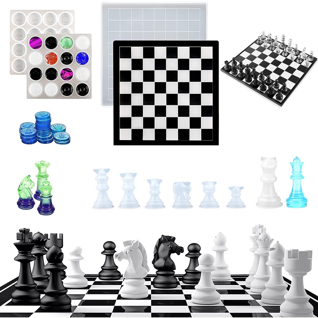 Internacional Xadrez Forma Resina Molde, Silicone Checkerboard