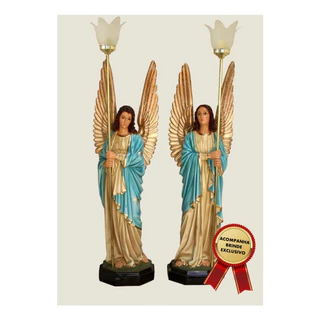 Conjunto Anjos Tocheiros 82cm- Resina Port./ Olhos Vidro