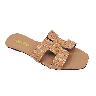 Rasteirinha Feminina Suzana Teles Croco Nude | Shopee Brasil