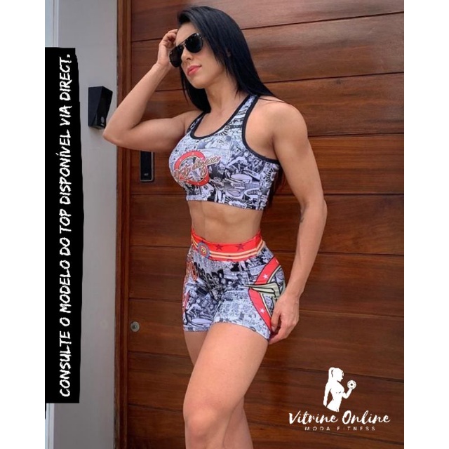 Conjunto Fitness Feminino - Short e Camiseta Cropped - Roupa de Academia