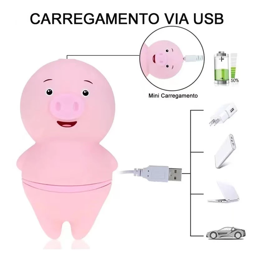 VIBRADOR CERDITO masturbador femenino con simulador de lengua - 6 modos de vibración