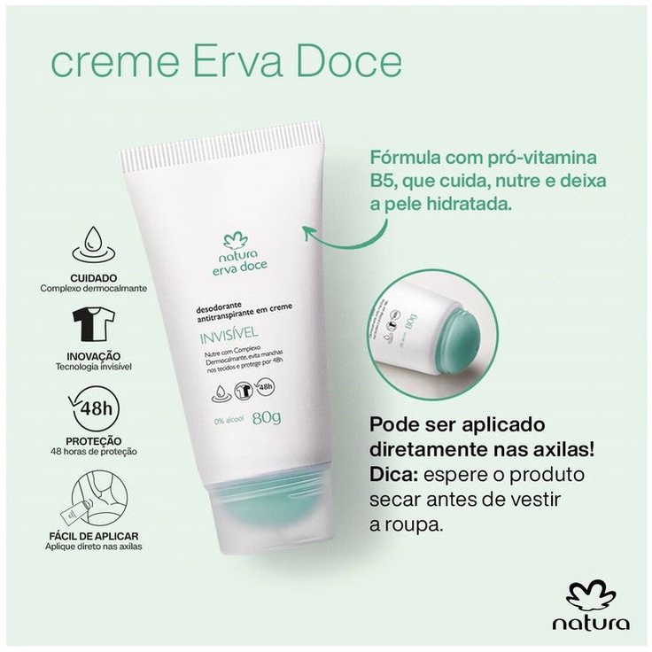 Desodorante Antitranspirante em Creme Natura, 80g Shopee Brasil