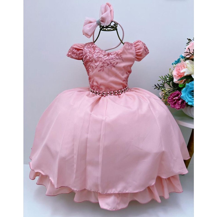 Vestido rosa best sale rodado infantil