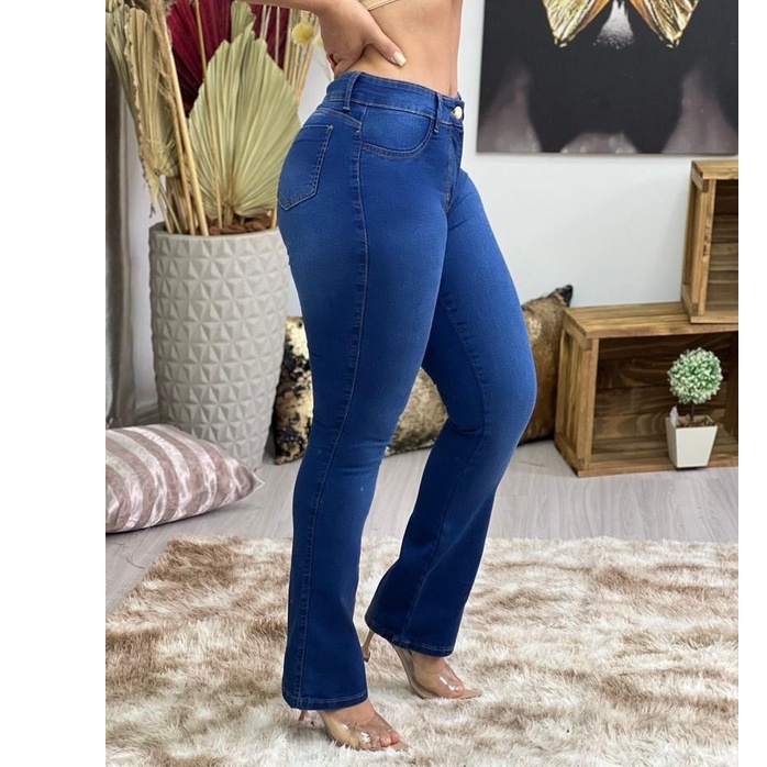 Star Boutique Calça Jeans Feminina Bailarina Flare Na Cor Jeans