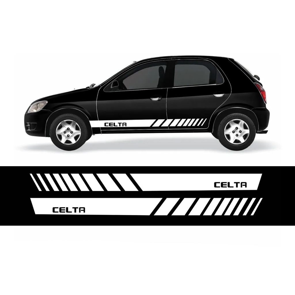 Adesivo Chevrolet Celta Faixa Lateral Personalizado Branco | Shopee Brasil