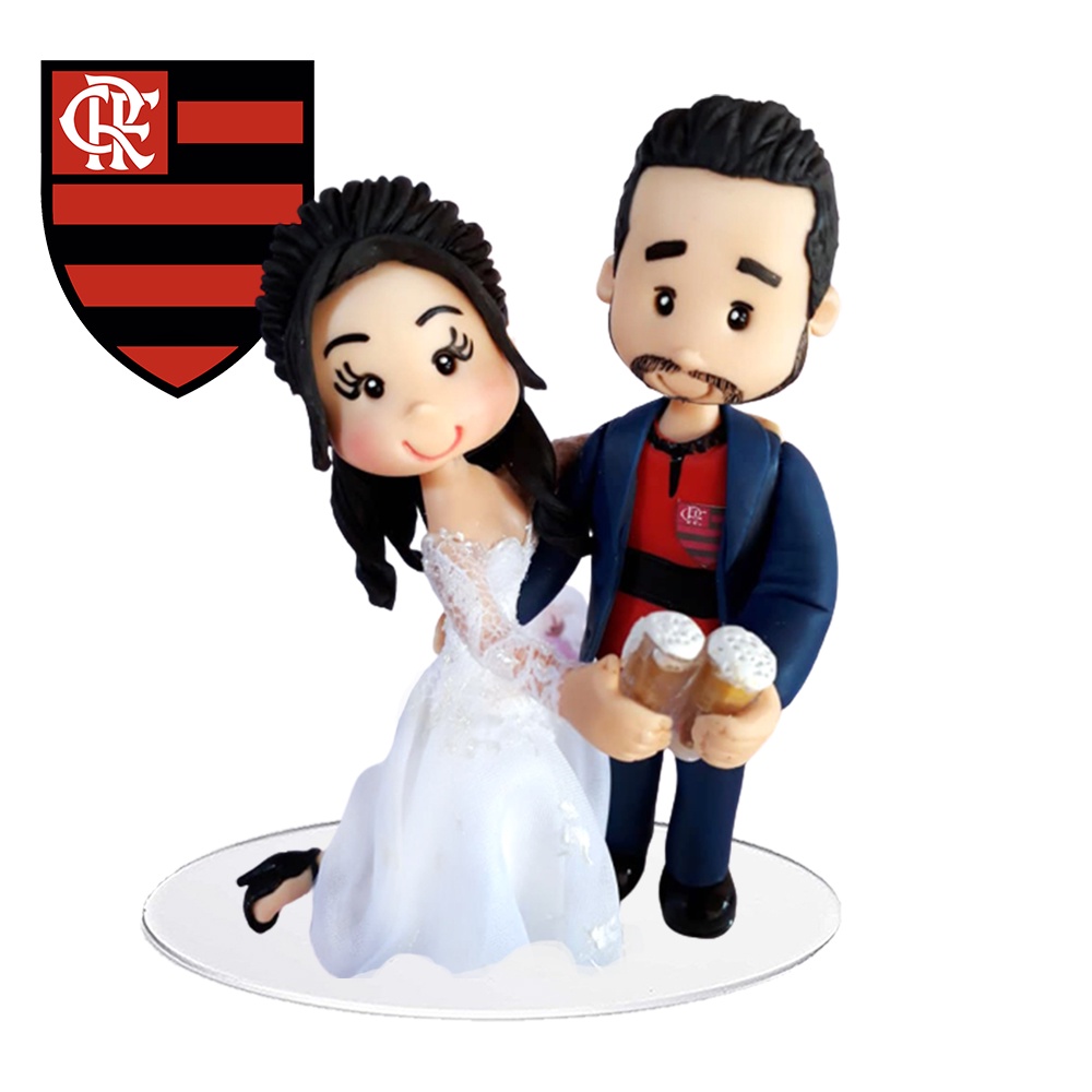 Noivinhos para Topo de Bolo com Moto 9cm para Casamento