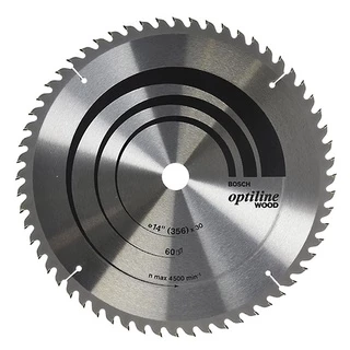 Disco de Serra 356mm p/ Madeira Bosch 60 Dentes de Widea Optiline Wood - 14"