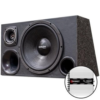 Caixa Trio Som Automotivo Falante 12 Sub + Modulo amplificador Taramps Tl1500
