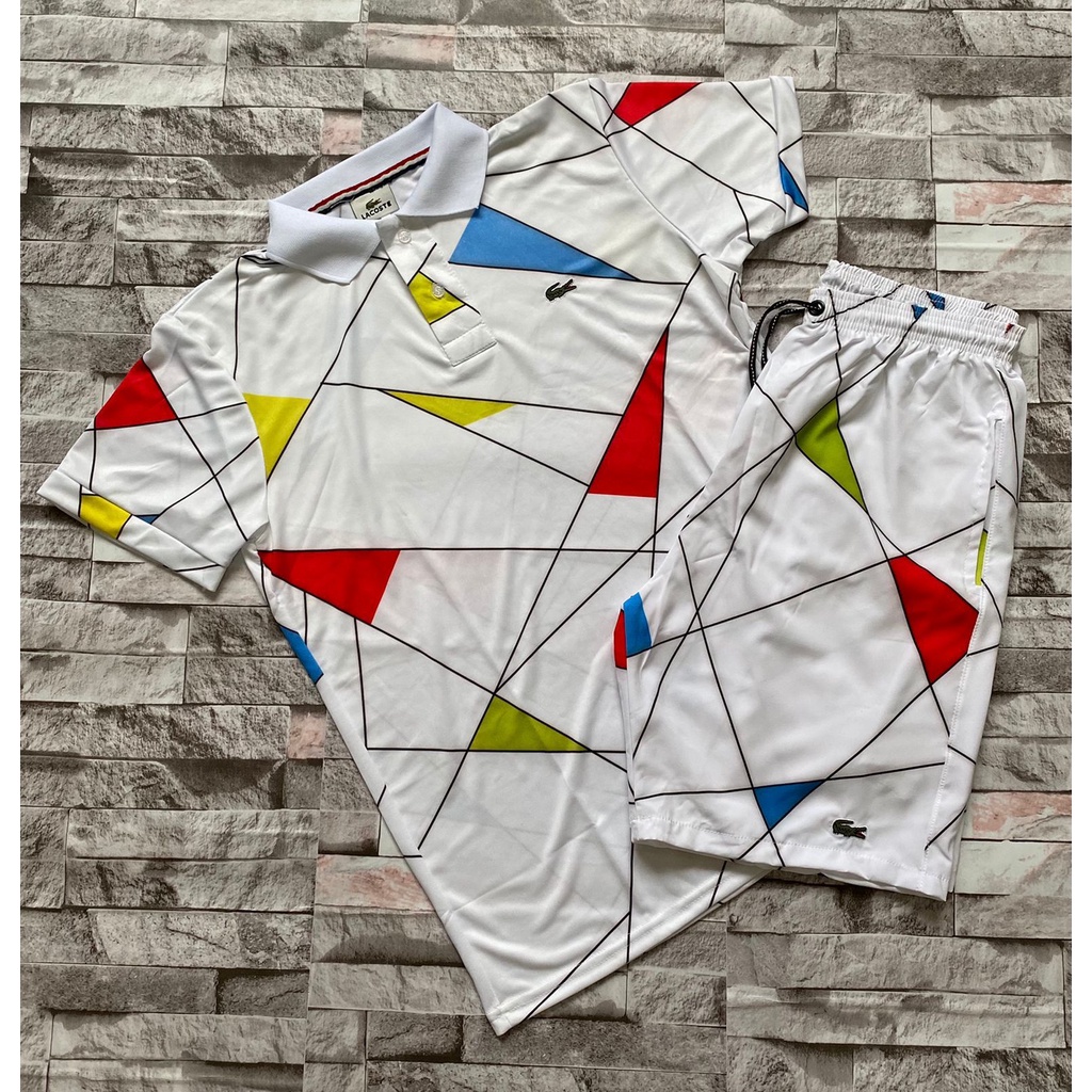 Conjunto Masculino Geometric 2.0 Branca - Polo E Bermuda