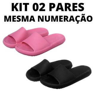 Kit de 02 pares Chinelo Feminino Slide Nuvem Anatômico Confort Unissex *mesma numeração os dois pares*