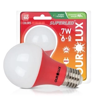 Lampada Led Bulbo Ouro A60 7W Bivolt E27 Vermelha Ourolux