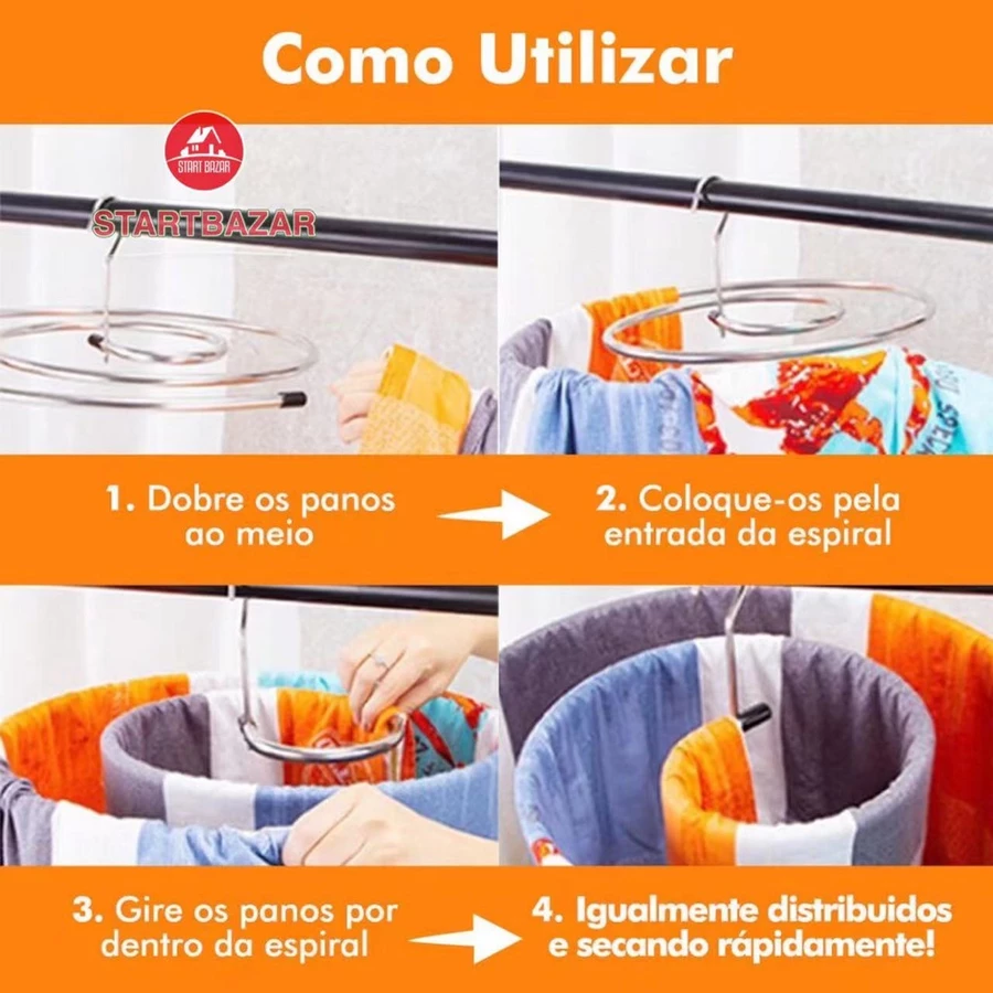 Varal Aço Espiral 2 Metros Secagem Toalha Lençol Pratico — foto 3 de 4