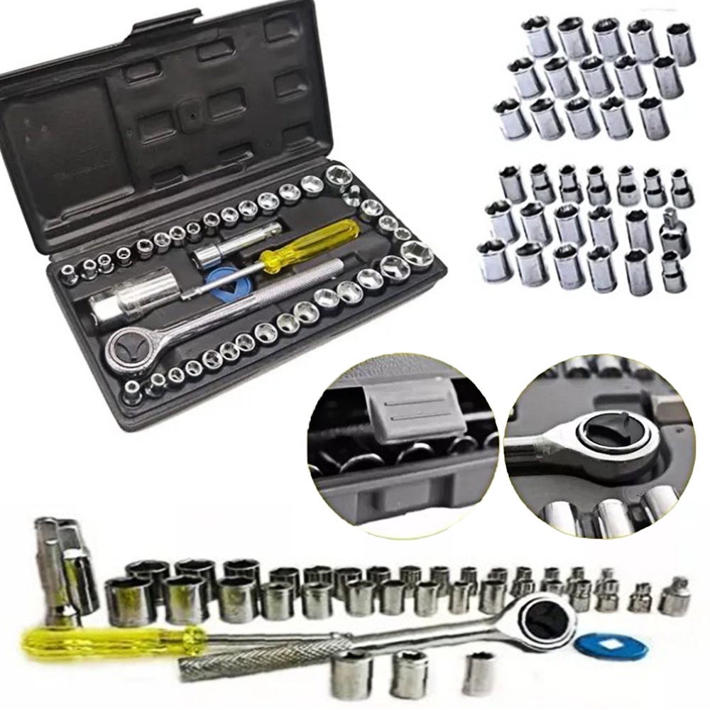 Jogo Conjunto De Ferramentas Chave Catraca Reversível Kit Com Soquetes 40  Peças Combinadas Sextavados Com Maleta Chaves De Boca Parta Reparo Conserto  De Carros E Motos LINHA PREMIUM DUPIN