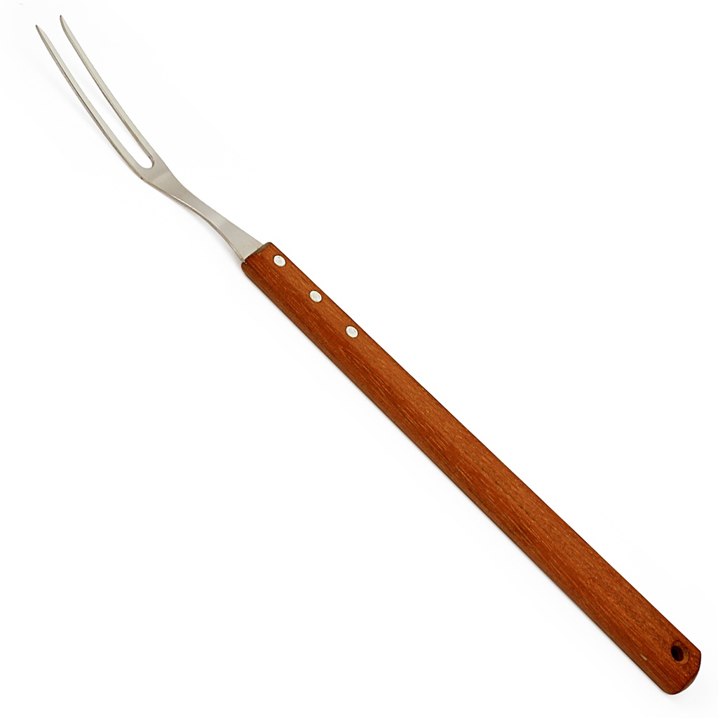 Garfo Tridente Grande Para Churrasco Reforçado Ferro Fundido Com Cabo de  Madeira 29Cm