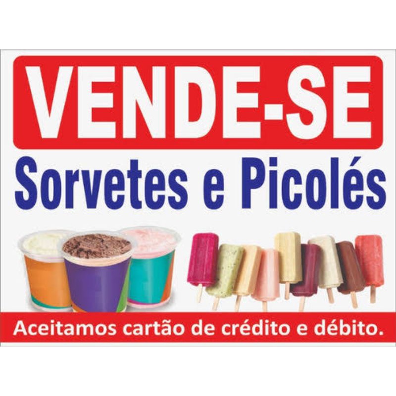 Placa Vende-se Sorvetes e Picolé 40x25cm | Shopee Brasil