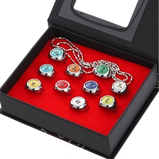 10 Pçs / Set Naruto Shippuden Akatsuki Member Anéis Itachi Madara Pein Com Caixa De Para Anime Cosplay