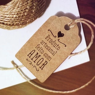 100 Tag Kraft Feito com Amor, agradecimento para vendas