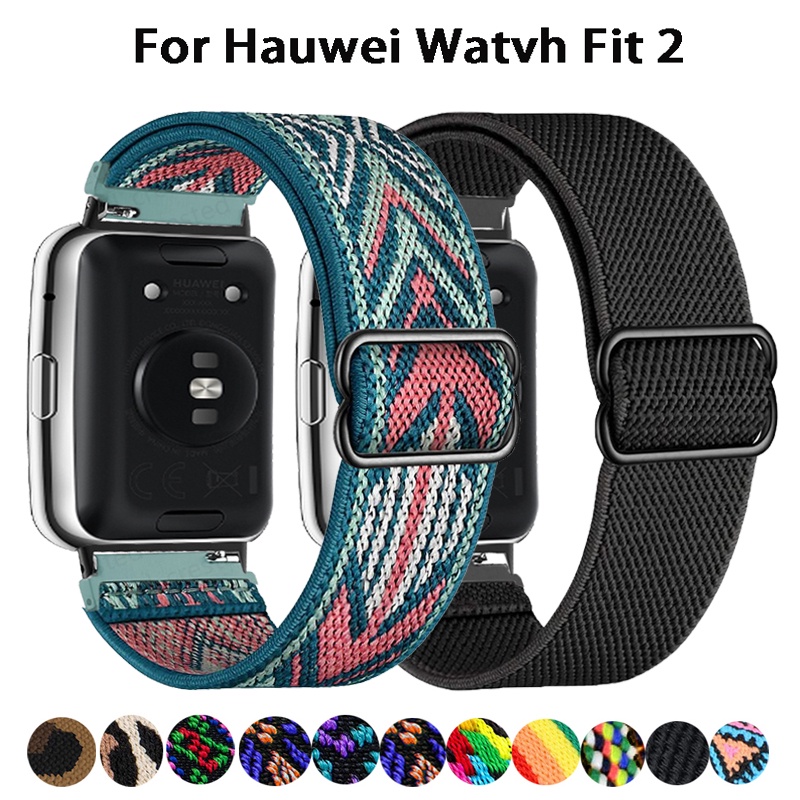Pulseira Scrunchie De nylon Trançado Para Huawei Watch Fit 2 Pulseiras Smartwatch Acessórios Elástico Correa fit2