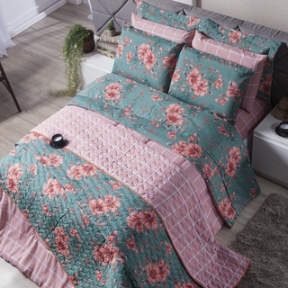 Colcha Cobre Leito Cama Casal King Dupla Face Compose 3 pcs