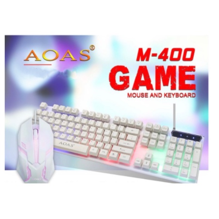 Kit Teclado Semi Mecânico Gamer Led Rgb + Mouse Óptico Preto/Branco M-300/M-400