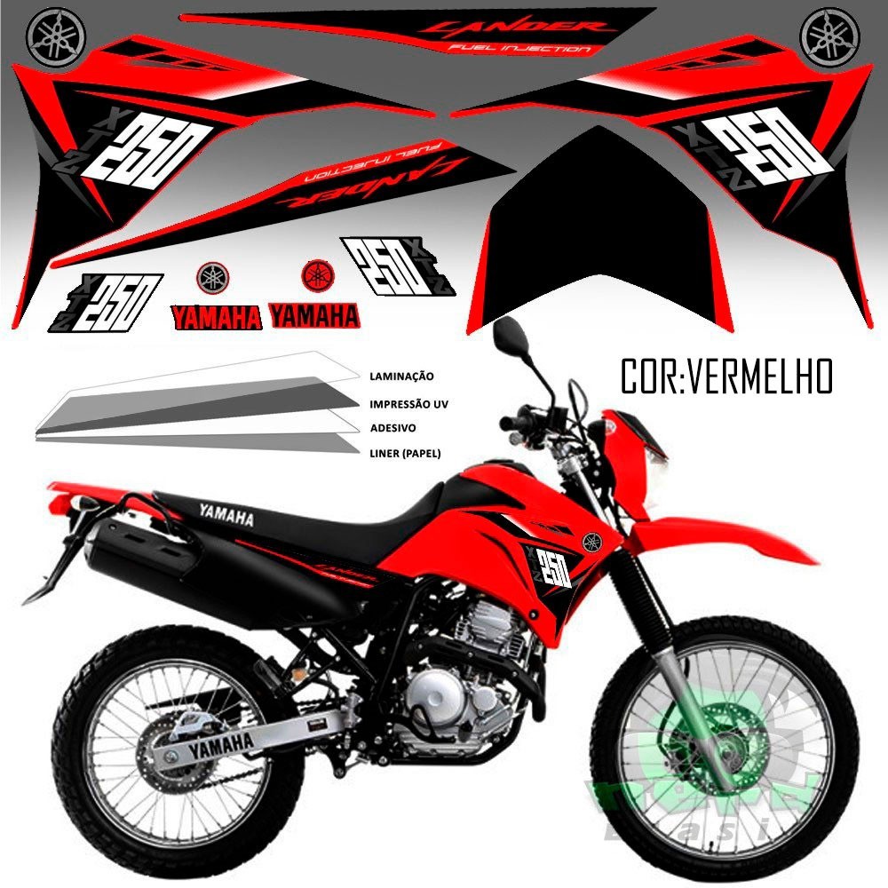 Faixa Lander 250 2015 Vermelha Com Preto + Verniz