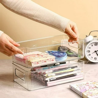 1PC-Caixa De Armazenagem Em Acrílico Transparente Prateleira Cozinha Banheiro Cosméticos Jóias Classificar Diversos Artigos De Papelaria Para Estudantes Cesta , Organizador De Geladeira