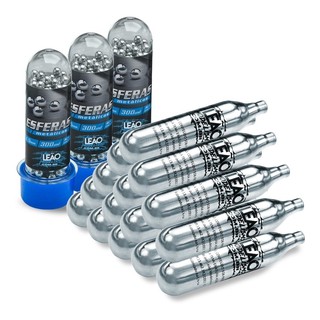 Combo 600 Esferas Metal Aço Cromado 4.5mm + 10 Cilindros Co2 12g