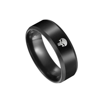Anel Caveira Justiceiro Punisher De Aço Inoxidável 316l Preto para homens e mulheres 8mm