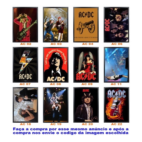 Quadro Com Moldura Acdc Angus Young Ac/dc Tamanho A4 30x21cm | Shopee ...