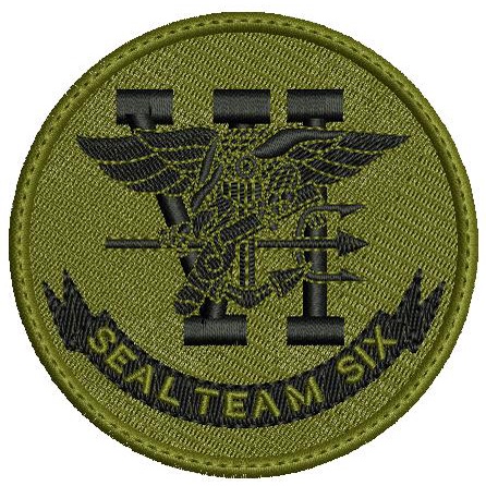 Patch Bordado 8x8cm Seal team Six c/carrapicho, p/ costurar ou