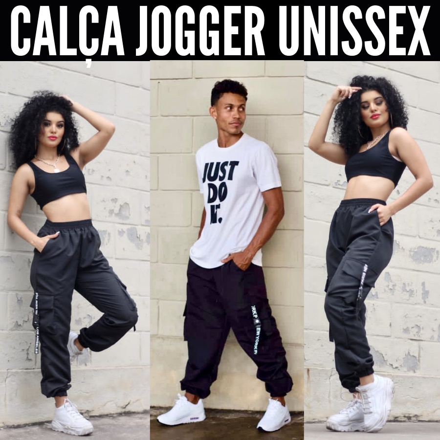 calça jogguer feminina abertura lateral botão blogueira listrada