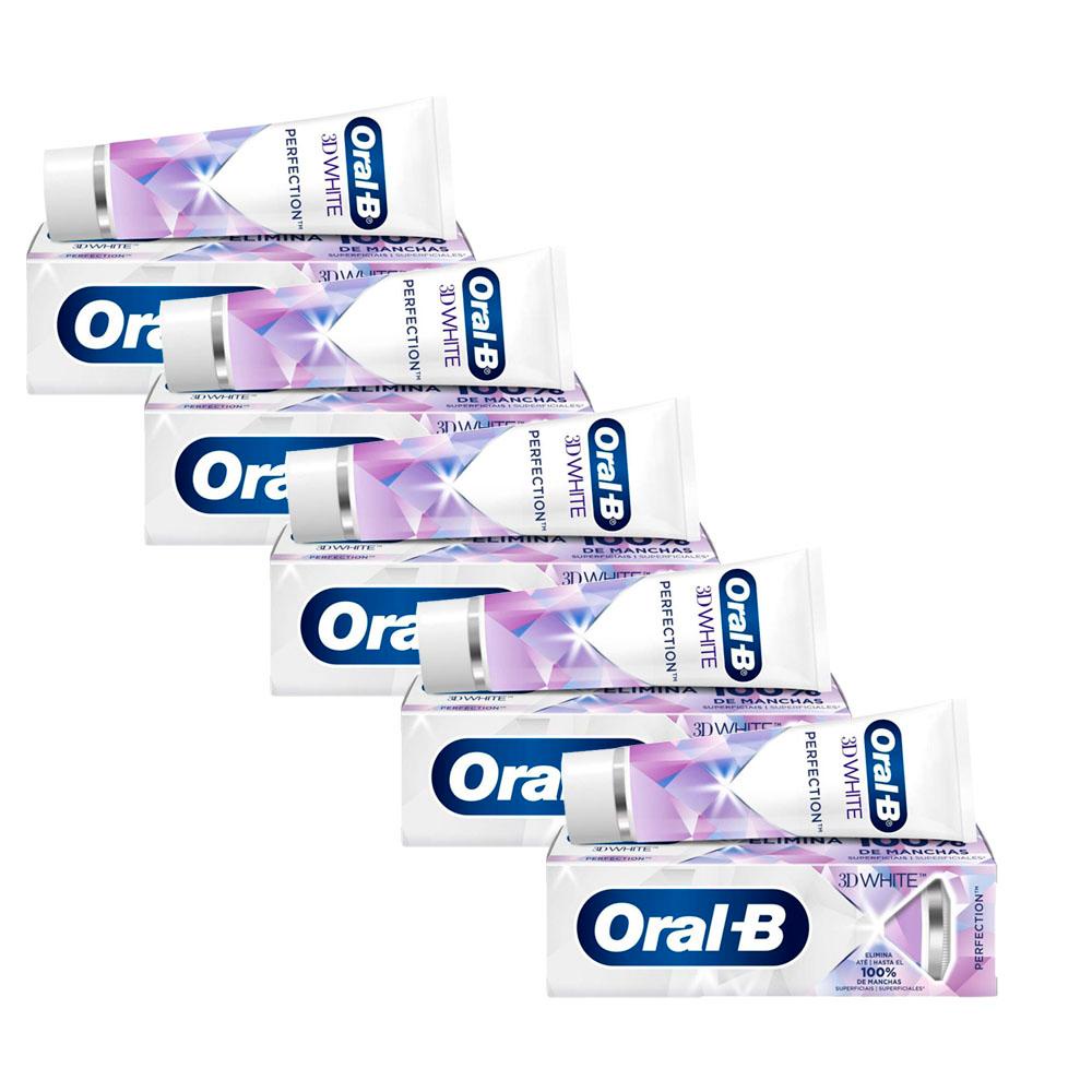 Kit 5 Pasta De Dentes Oral-b 3d White Perfection Em Creme 102G | Shopee ...