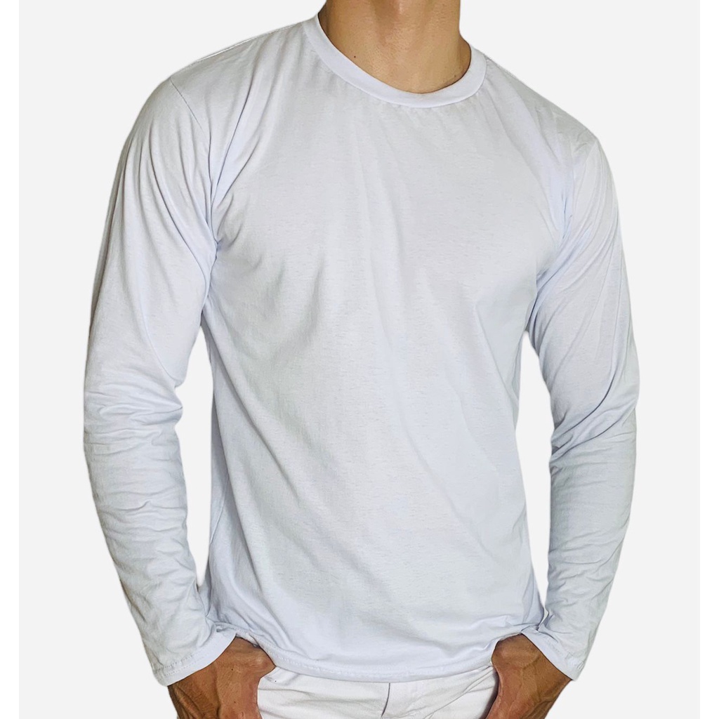 Camiseta Manga Longa Básica Lisa Sem Estampa Camisa Blusa Manga ...