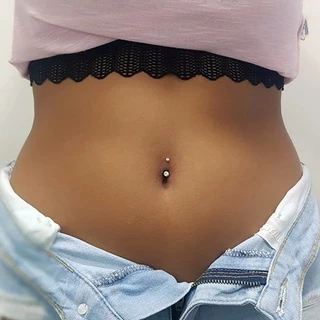 Piercing de Umbigo Zircônia 1 Ponto de Luz - Aço Cirúrgico Banana Bell Zircônia Pequena